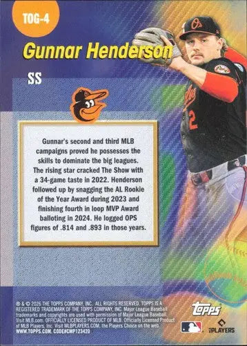 2026 Topps Titans of the Game #TOG-4 Gunnar Henderson NM-MT Orioles ID:82200 - Baseball Card Single