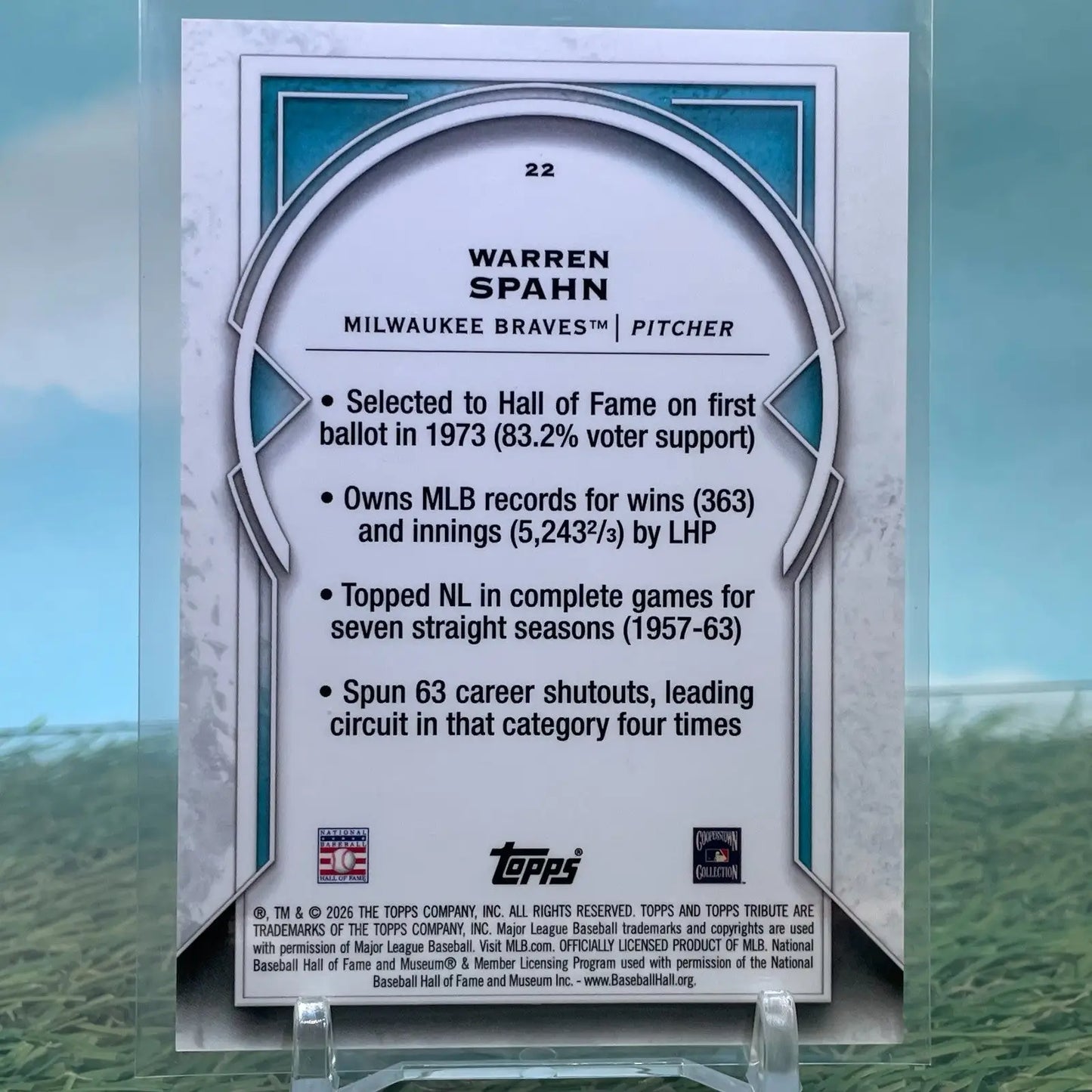 2026 Topps Tribute Baseball Warren Spahn #22 Braves