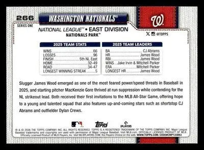 2026 Topps Washington Nationals #266 Washington Nationals - Baseball Card Single