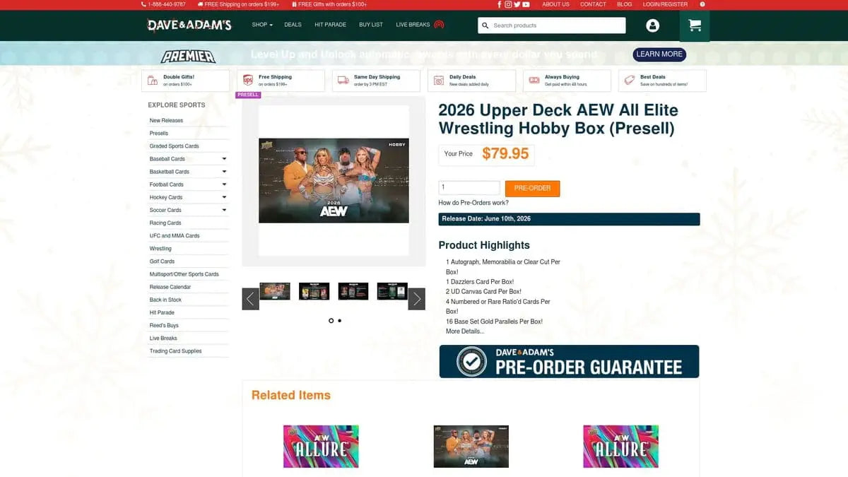 2026 Upper Deck AEW hobby box presell with must-have hobby cards