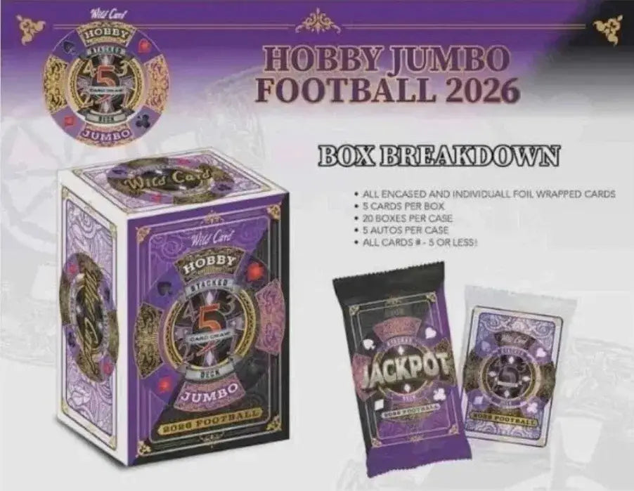 2026 Wild Card 5-Card Draw Stacked Deck Football Jumbo Hobby Box