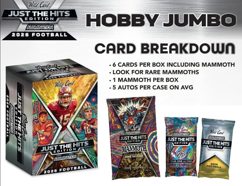 2026 Wild Card Alumination Just The Hits Football Hobby Jumbo Box | Columbia Sports Cards - Football Card Box