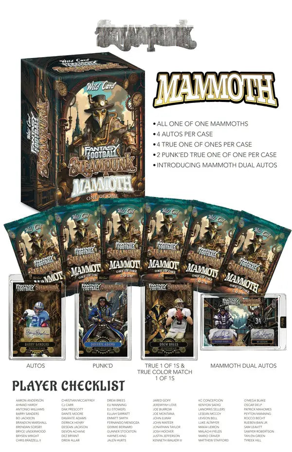 2026 Wild Card Fantasy Football Steampunk Mammoth Edition Hobby Box - Football Card Box