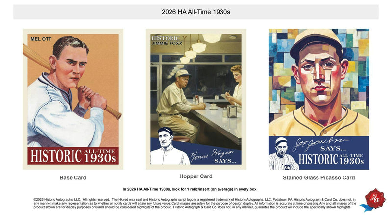 2026 Historic Autographs All-Time 1930s Baseball Hobby Box | Columbia Sports Cards