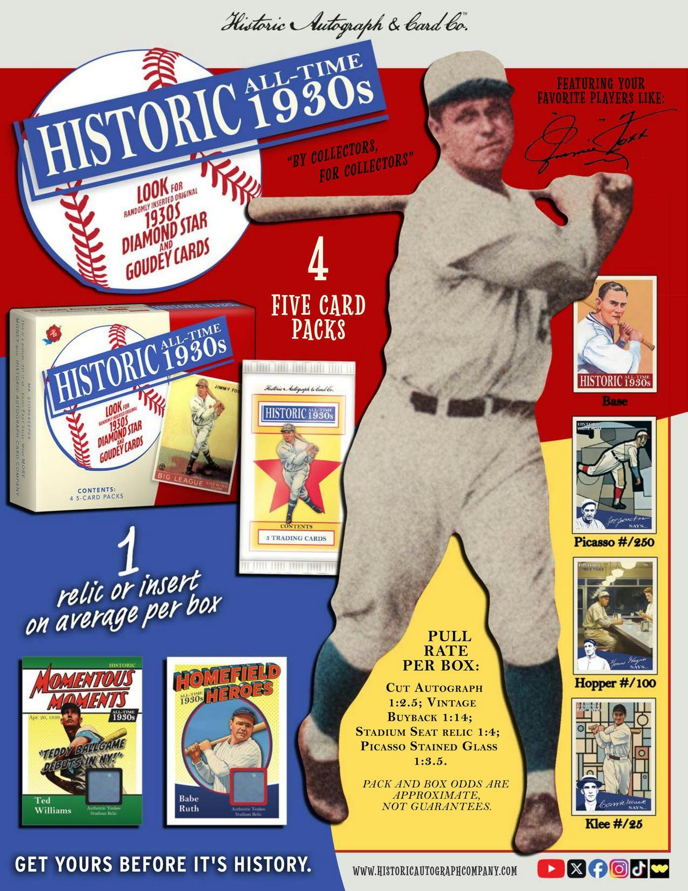 2026 Historic Autographs All-Time 1930s Baseball Hobby Box | Columbia Sports Cards