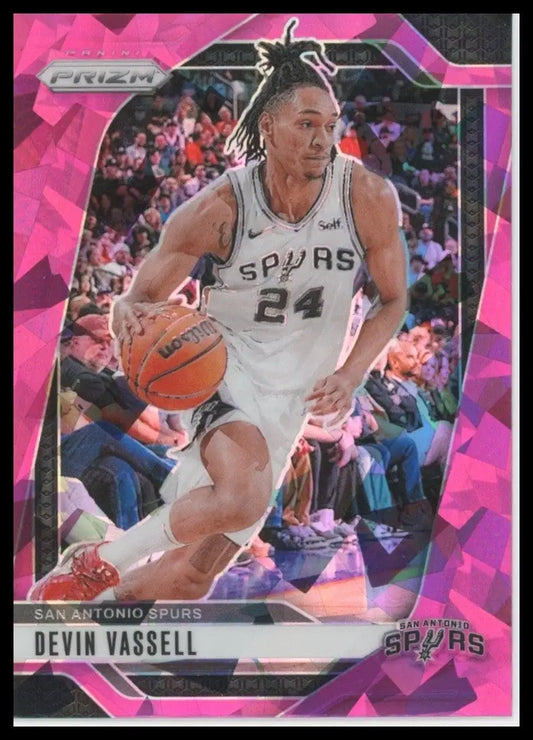 204-25 Panini Prizm Pink Ice Devin Vassell #25 San Antonio Spurs Basketball Card - Basketball Card Single