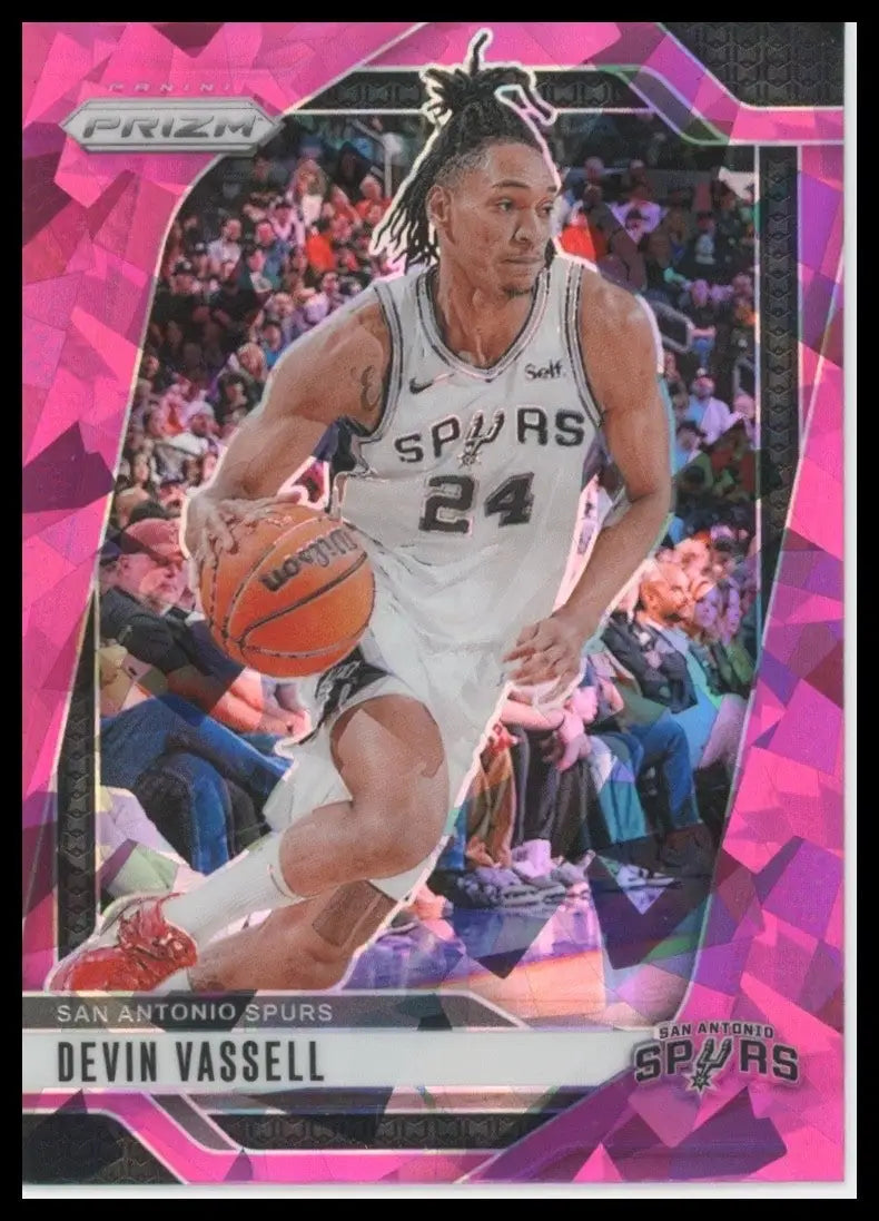 204-25 Panini Prizm Pink Ice Devin Vassell #25 San Antonio Spurs Basketball Card - Basketball Card Single