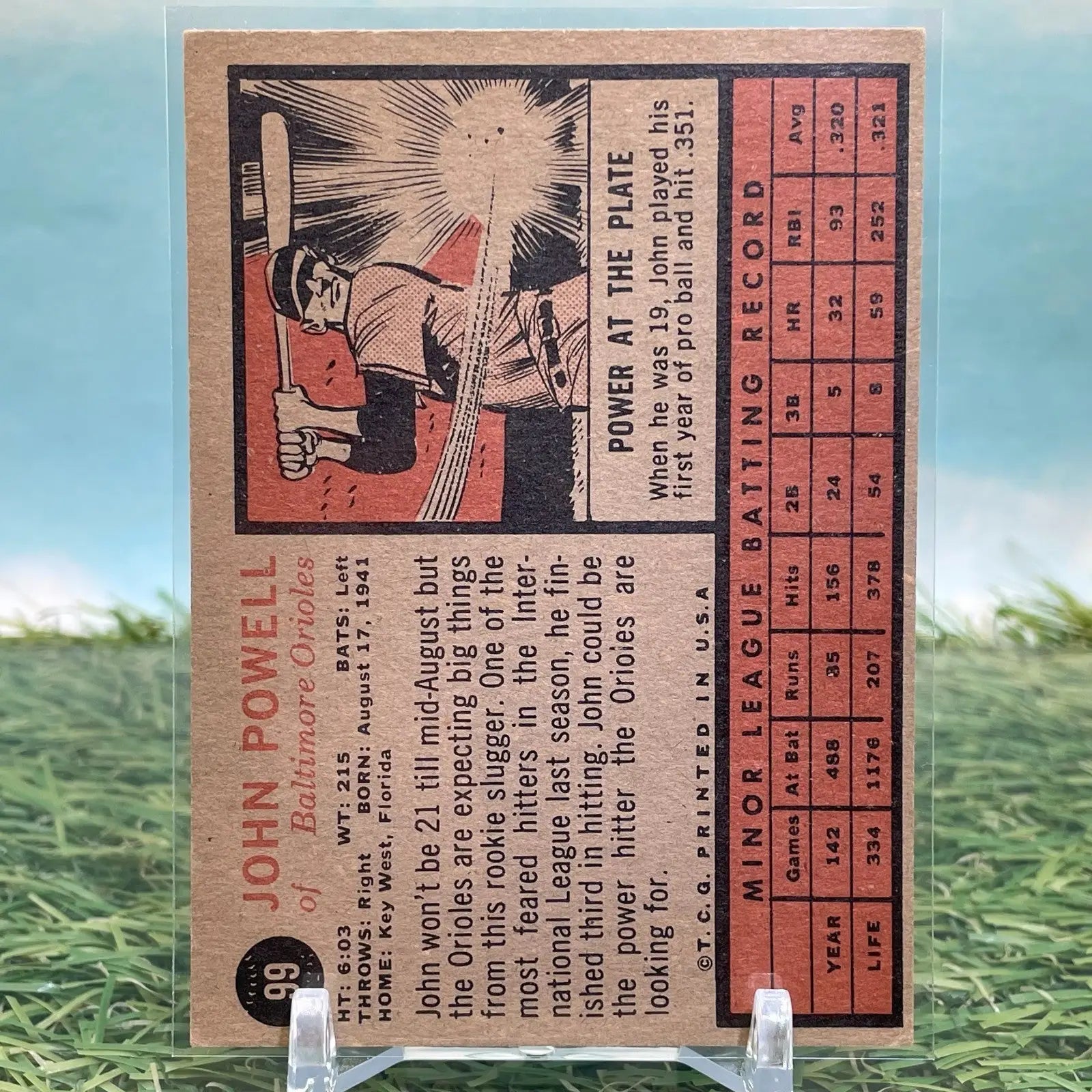 1962 John (Boog) Powell Topps Rookie Baseball Card Baltimore Orioles Crease Free - Baseball Card Single