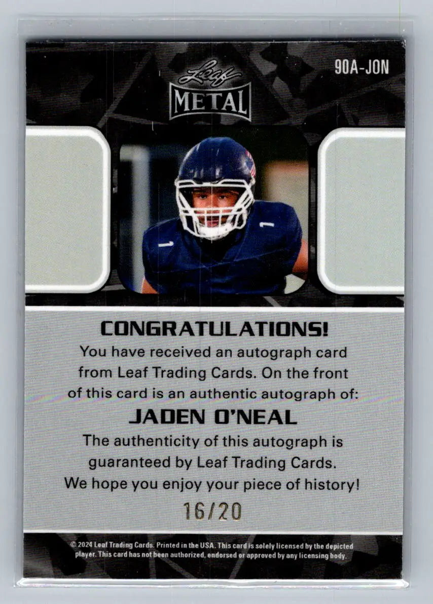 24 Leaf Collective 1990 Leaf Auto Shimmer Light Blue #90A-JON Jaden O’Neal #20 - Basketball Card Single