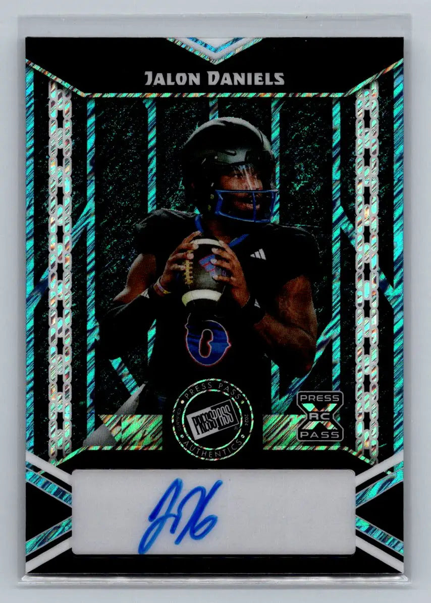 24 Leaf Collective Press Pass Auto Shimmer Light Blue#PPA-JD2 Jalon Daniels /20 - Football Card Single