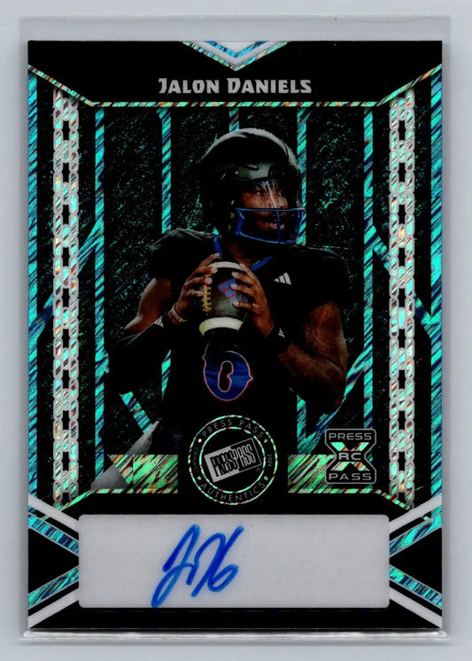 24 Leaf Collective Press Pass Auto Shimmer Light Blue#PPA-JD2 Jalon Daniels /20 - Football Card Single