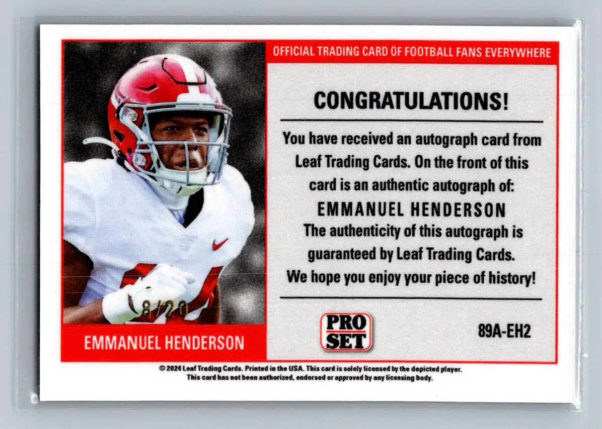 24 Leaf Collective Pro Set Auto Shim Light Blue #89A-EH2 Emmanuel Henderson #20 - Football Card Single
