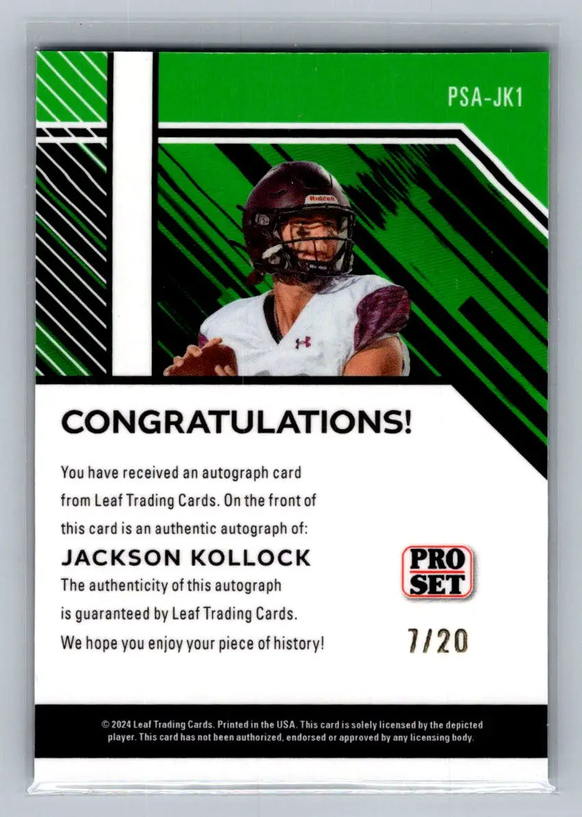 24 Leaf Collective Pro Set Auto Shimmer Light Blue #PSA-JK1 Jackson Kollock /20 - Hockey Card Single