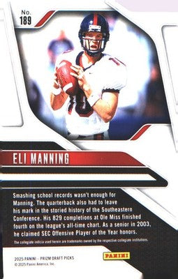 2025 Panini Prizm Draft Picks #189 Eli Manning