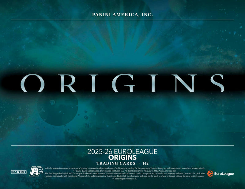 2025/26 Panini Origins EuroLeague Basketball H2 Box
Origins EuroLeague Snake Eyes SSP insert
Origins EuroLeague Big Bang SSP card
Origins EuroLeague autograph card