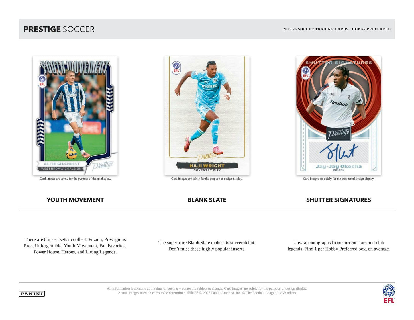 2025/26 Panini Prestige EFL Soccer Hobby Preferred Box | Columbia Sports Cards