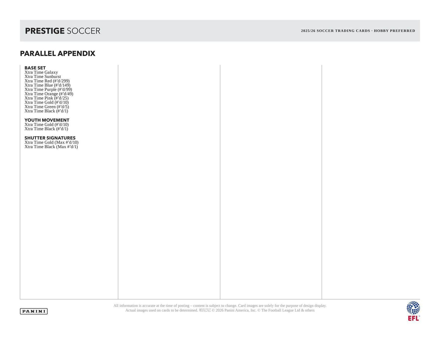 2025/26 Panini Prestige EFL Soccer Hobby Preferred Box | Columbia Sports Cards