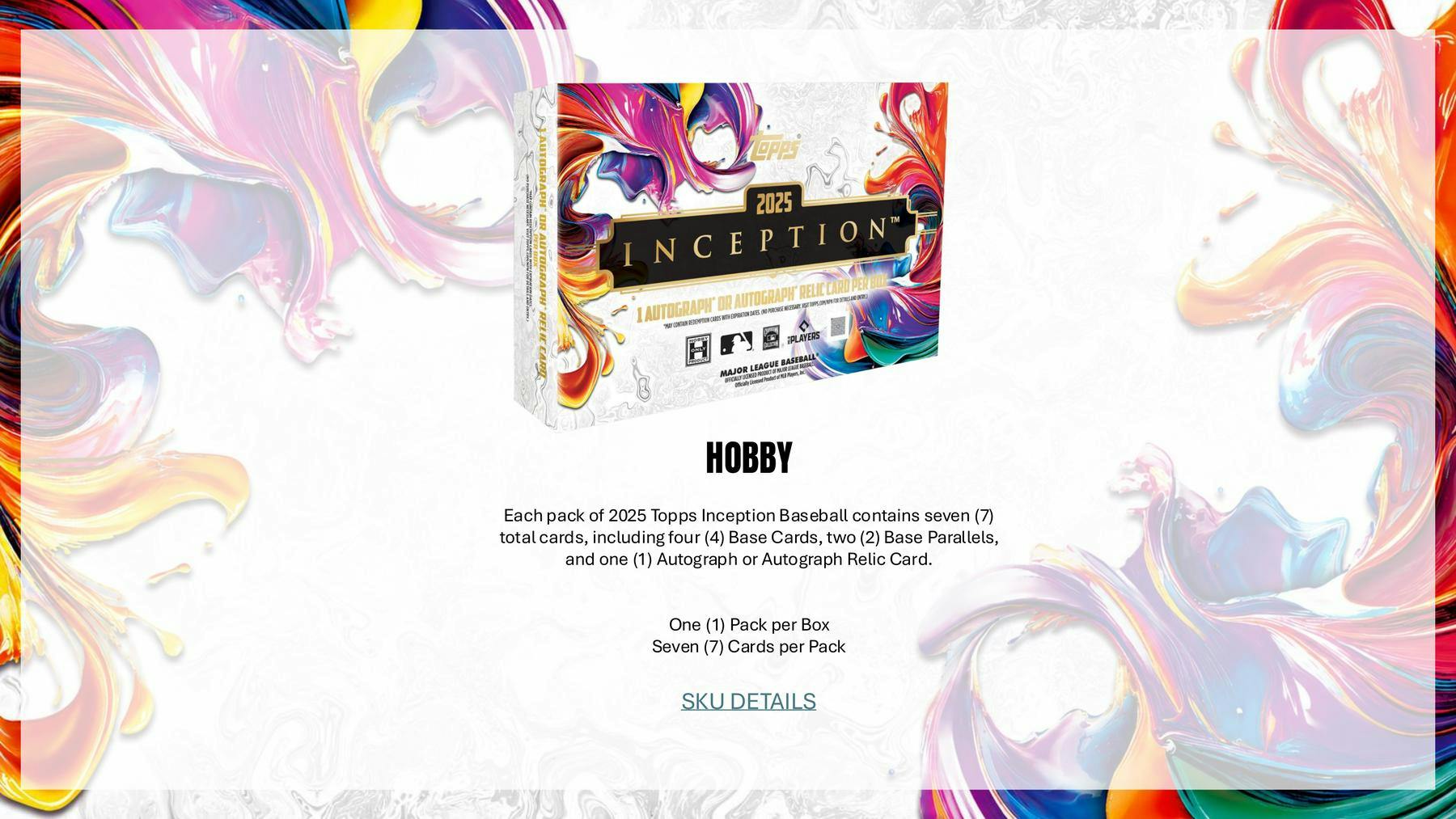 2025 Topps Inception Baseball Hobby Box | Columbia Sports Cards | Columbia Hobby - Sports Card Boxes - Toploaders - Card Savers.
