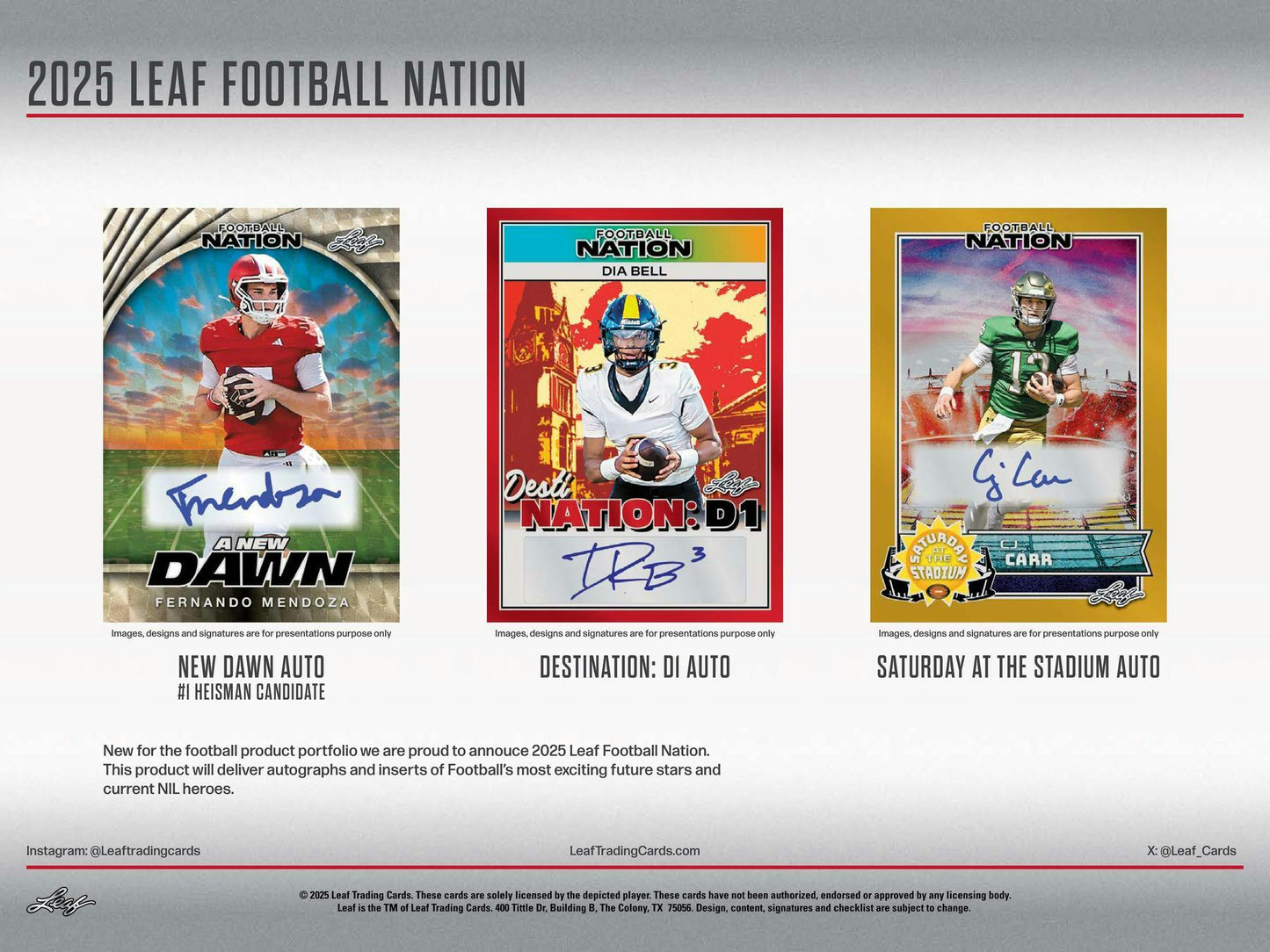 2025 Leaf Football Nation Hobby Box | Columbia Sports Cards