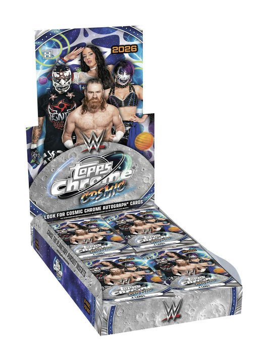 2026 Topps Cosmic Chrome WWE Wrestling Hobby Box
WWE Cosmic Chrome SuperFractor card
WWE Planetary Pursuit insert card