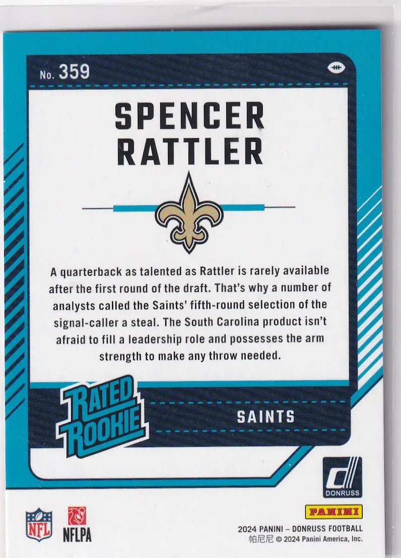 2024 DONRUSS #359 SPENCER RATTLER RED- NEW ORLEANS SAINTS