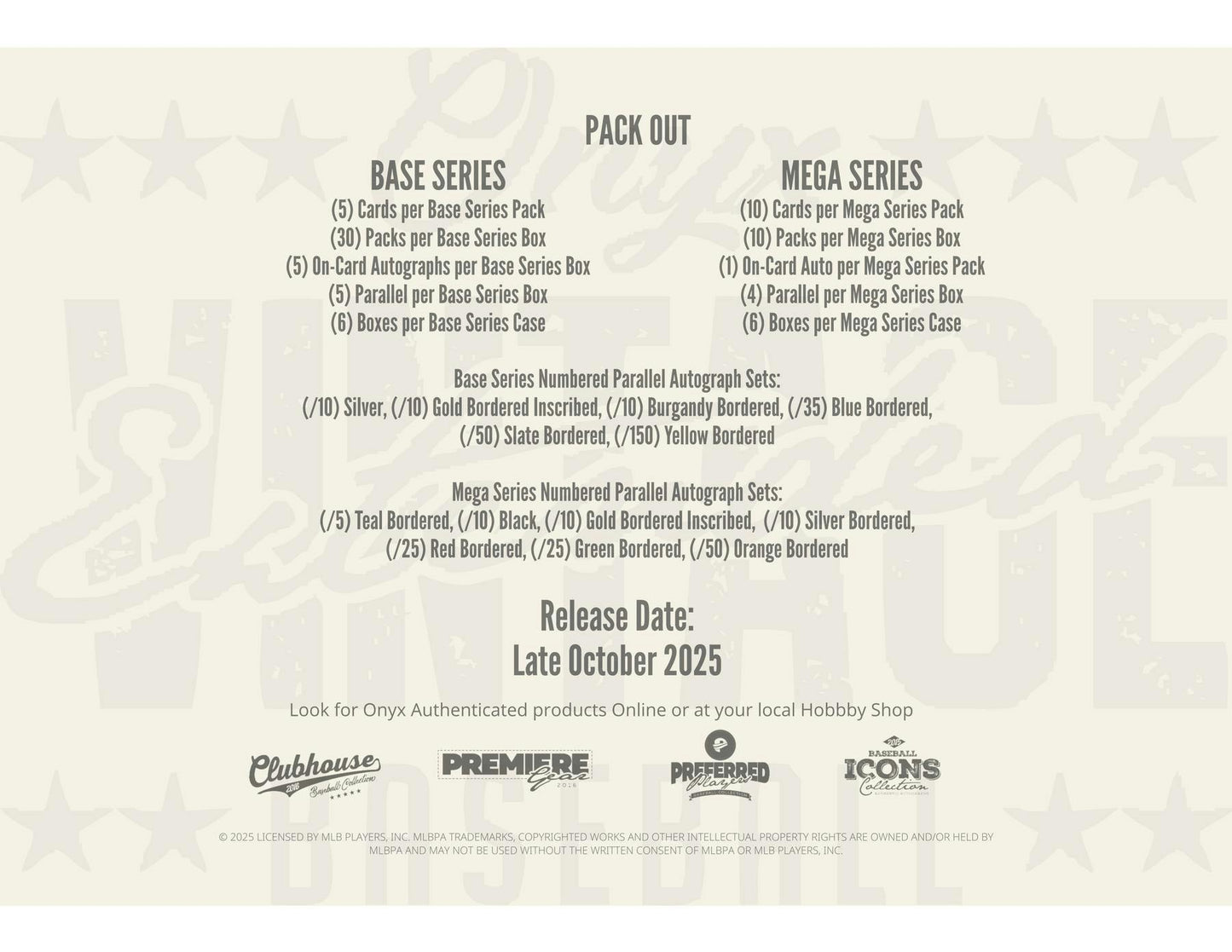 2025 Onyx Vintage Extended Series Baseball Hobby Box | Columbia Sports Cards