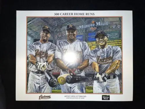 Baseball player art print featuring Lance Berkman, Carlos Lee, and Pudge Rodriguez