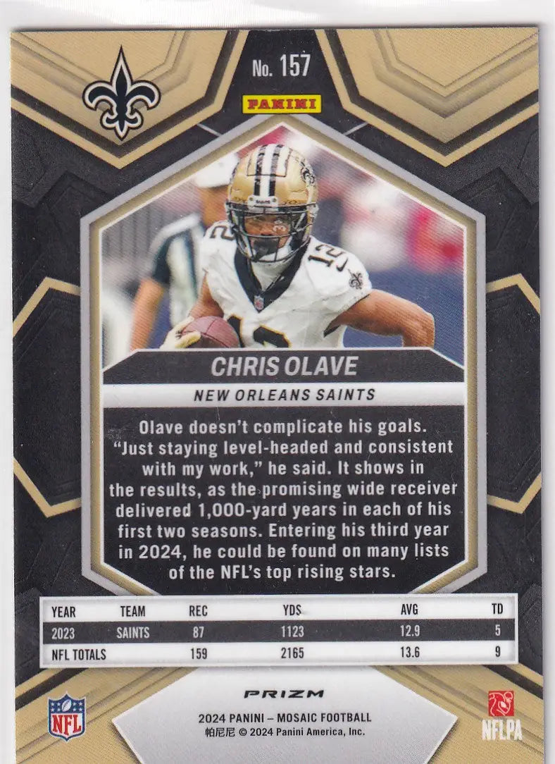 2024 MOSAIC #157 CHRIS OLAVE GREEN REACTIVE- NEW ORLEANS SAINTS