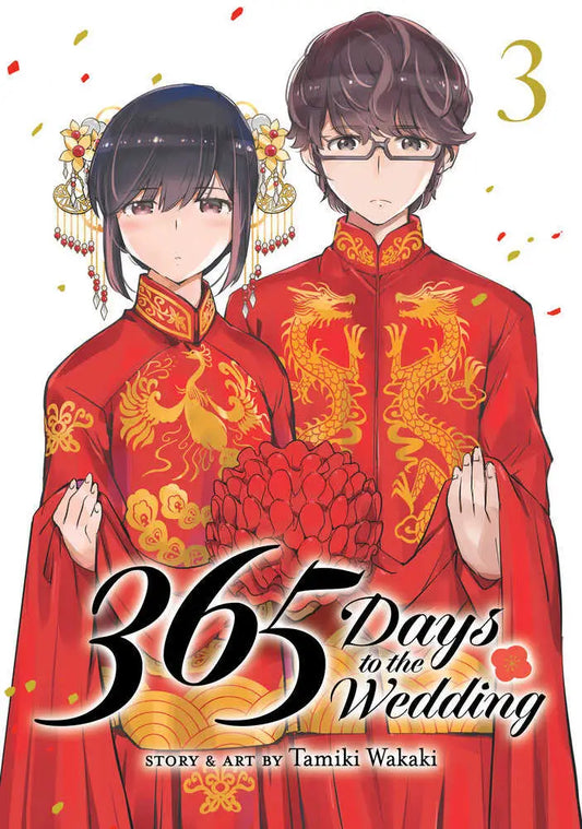 Book cover for 365 Days to the Wedding Volume 3 featuring characters in red wedding attire