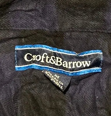 Croft & Barrow Shirt Mens M Navy Crinkle Button Up Long Sleeve Lightweight - Apparel