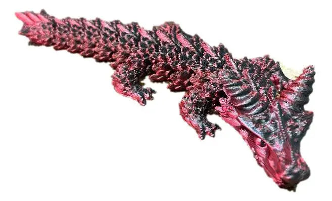3D Printed Emberling Mini Dragon Articulated Dragon Figurine Red/Black - Other