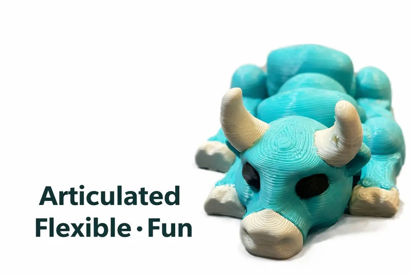 3D Printed Lazy Bull Figure – Articulated Multi-Color Farm Animal