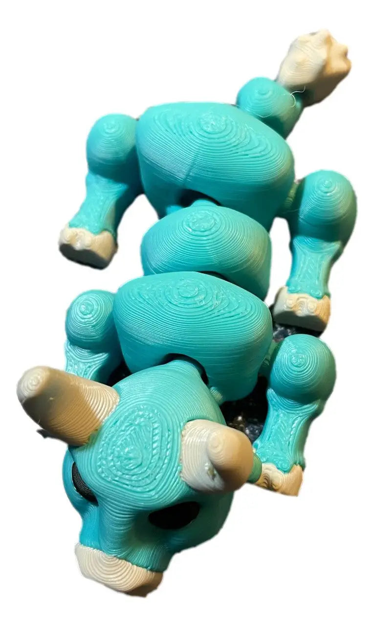 3D Printed Lazy Bull Figure – Articulated Multi-Color Farm Animal