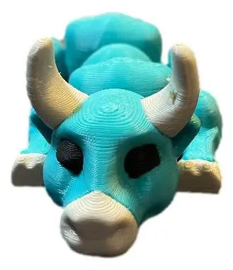 3D Printed Lazy Bull Figure – Articulated Multi-Color Farm Animal