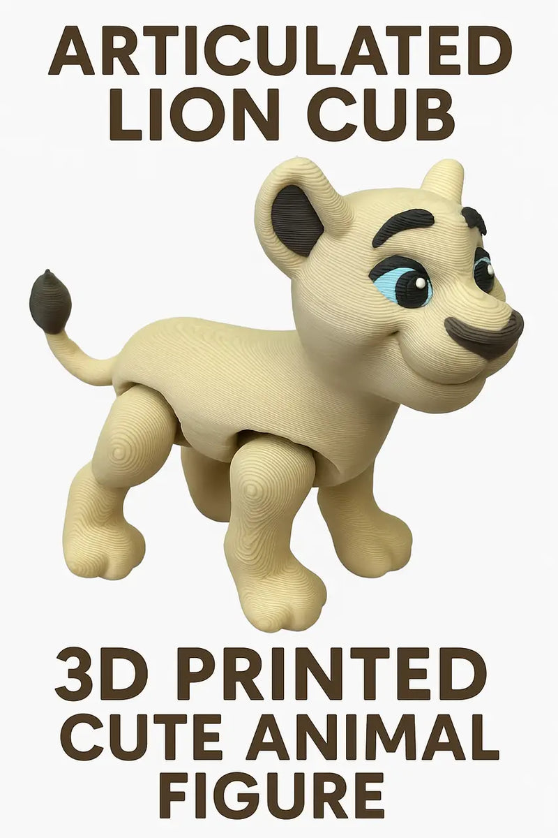 3D Printed Lion Female Figure – Articulated Multi-Color African Animal - Collectibles