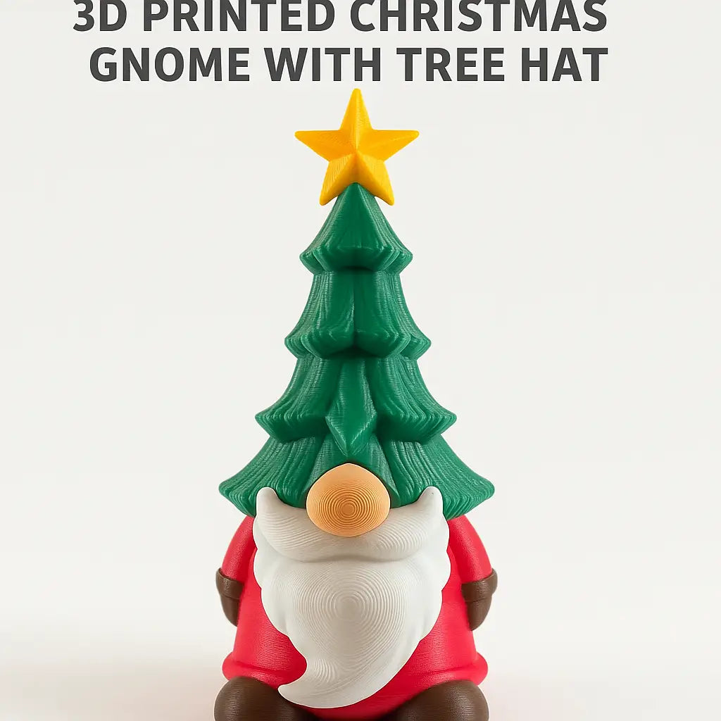 3D Printed Pinehead Gnome – 3D Printed Christmas Gnome with Tree Hat - Other
