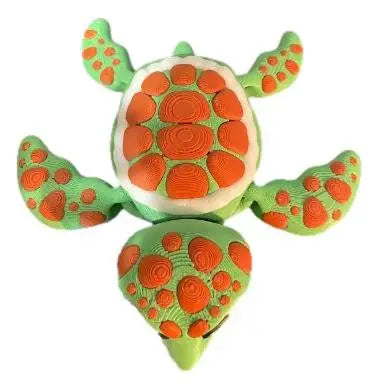 3D Printed Sea Turtle Figure – Articulated Multi-Color Ocean Animal - Collectibles