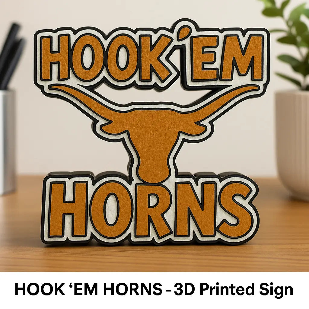 3D Printed Texas Longhorns Hook’em Horns Logo – Display Piece Desk or Shelf