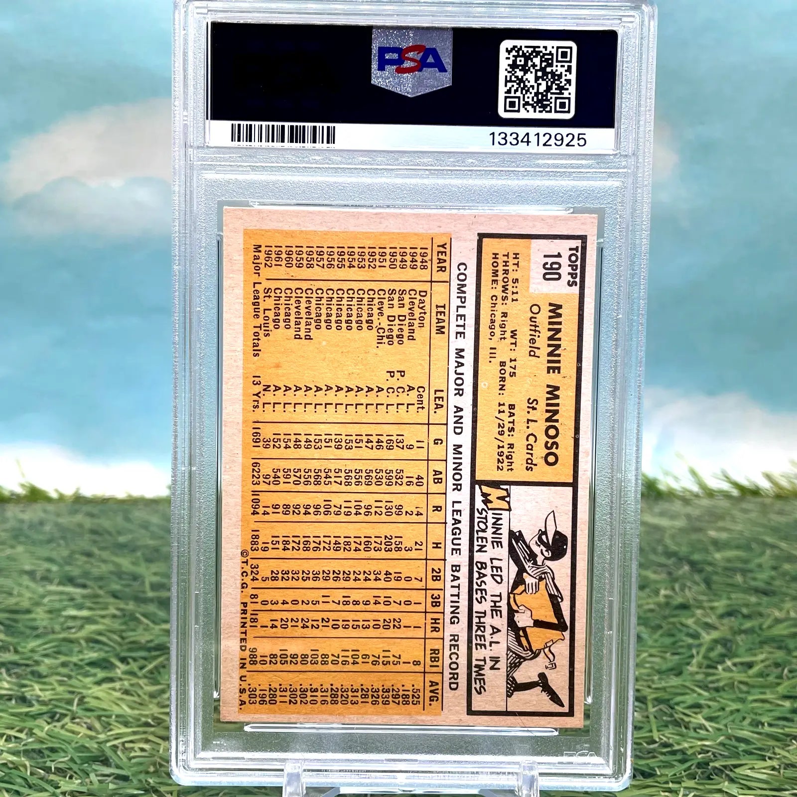 1963 Topps Minnie Minoso #190 PSA 4 FRESH GRADE - Baseball Card Single