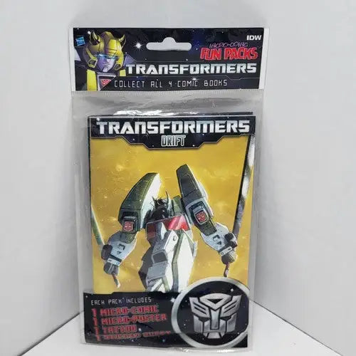 Packaged Transformers Fun Packs with micro comic, micro comic poster, and collectibles