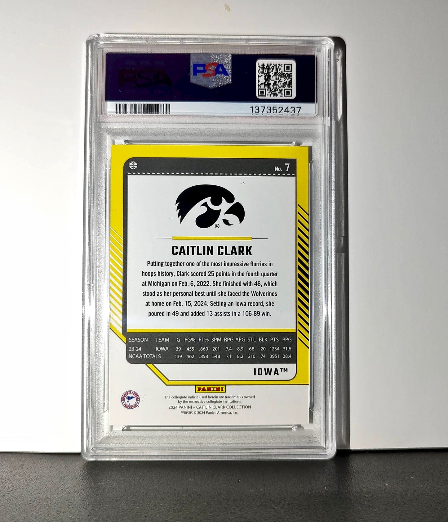 Caitlin Clark Collection 2024 #7 007/199 Donruss Floating Hearts PSA 9 Mint