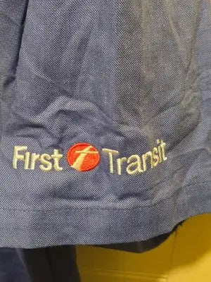 Cintas Work Shirt Mens 17.5 SS Button Down Blue Embroidered Logo First Transit - Apparel