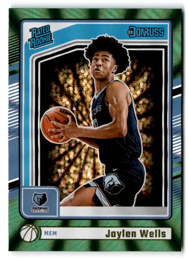2024-25 Donruss Holo Green Laser #245 Jaylen Wells NM-MT RC Rookie Griz ID:81284 - Basketball Card Single