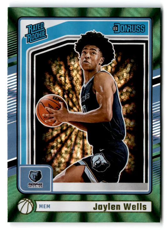 2024-25 Donruss Holo Green Laser #245 Jaylen Wells NM-MT RC Rookie Griz ID:81284 - Basketball Card Single