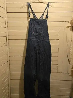 Dickies Denim Overalls Womens Wide Leg Utility Pockets Adjustable Straps - Apparel