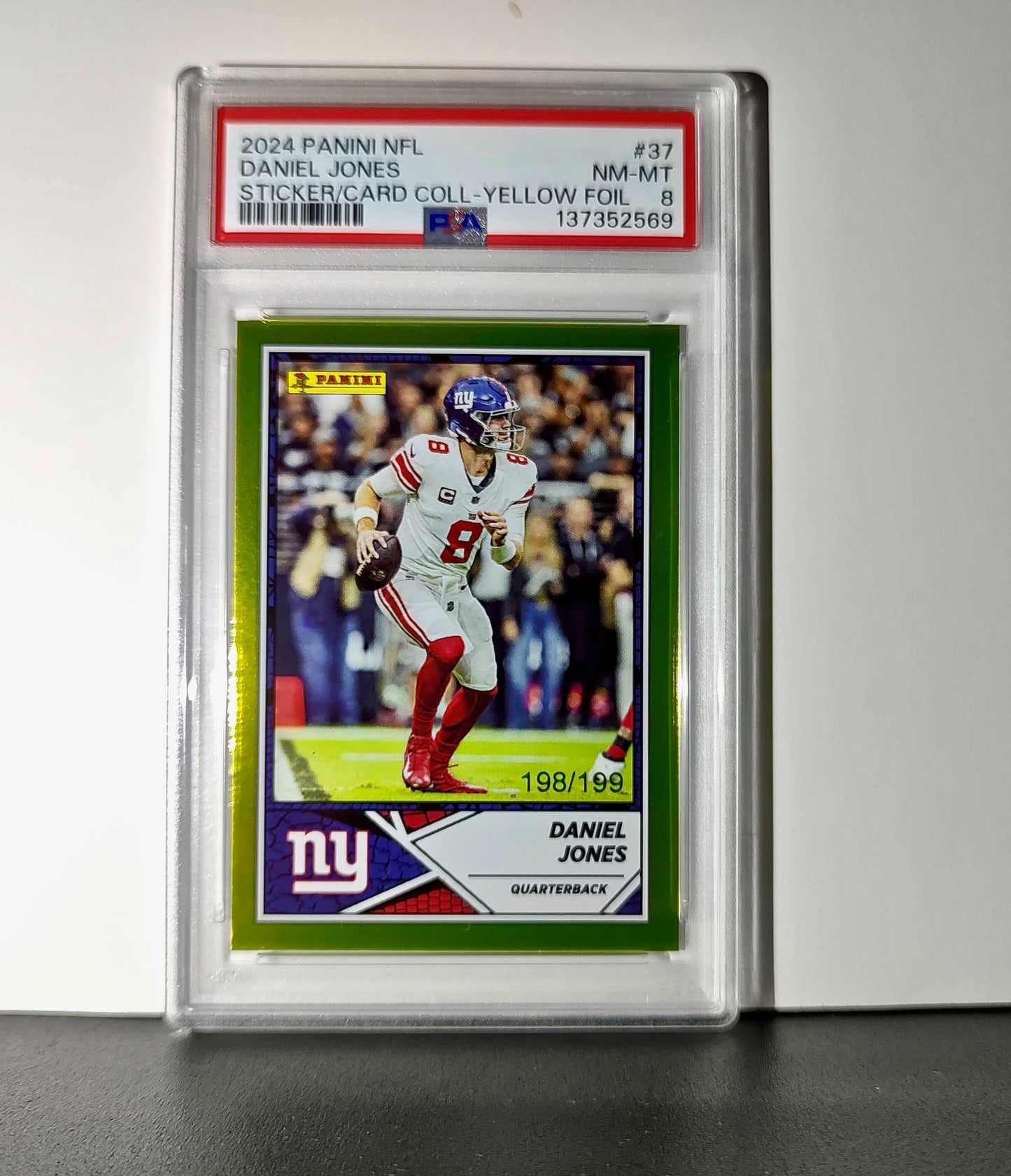 Daniel Jones 2024 Panini Sticker Collection 198/199 #37 Gold Foil PSA 8 NM-MT