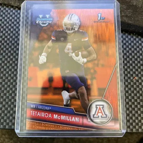 2023 Bowman University Chrome - Orange Shimmer Refractor Tetairoa McMillan /25 - Football Card Single