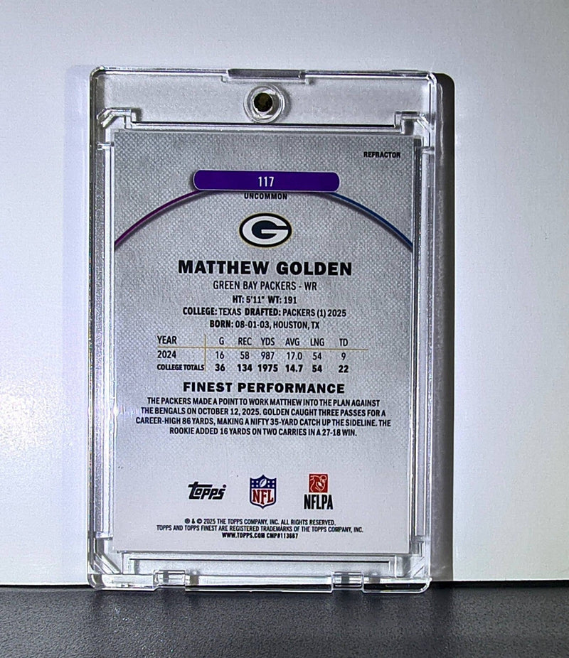 Matthew Golden Rookie 2025 Topps Finest NFL #117 Refractor Green Bay Packers