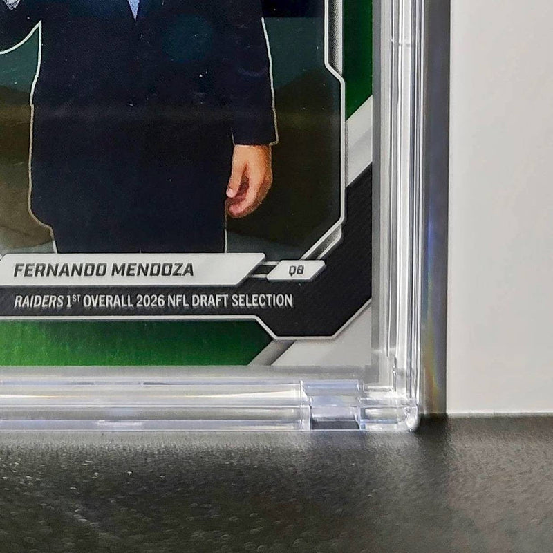 Fernando Mendoza Rookie 2026 Topps Now Draft Night Chrome Green Foil 39/99 Card