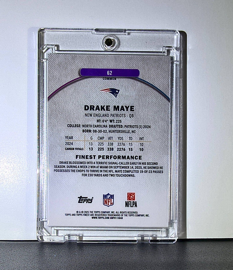 Drake Maye 2025 Topps Finest NFL #62 Football Card New England Patriots